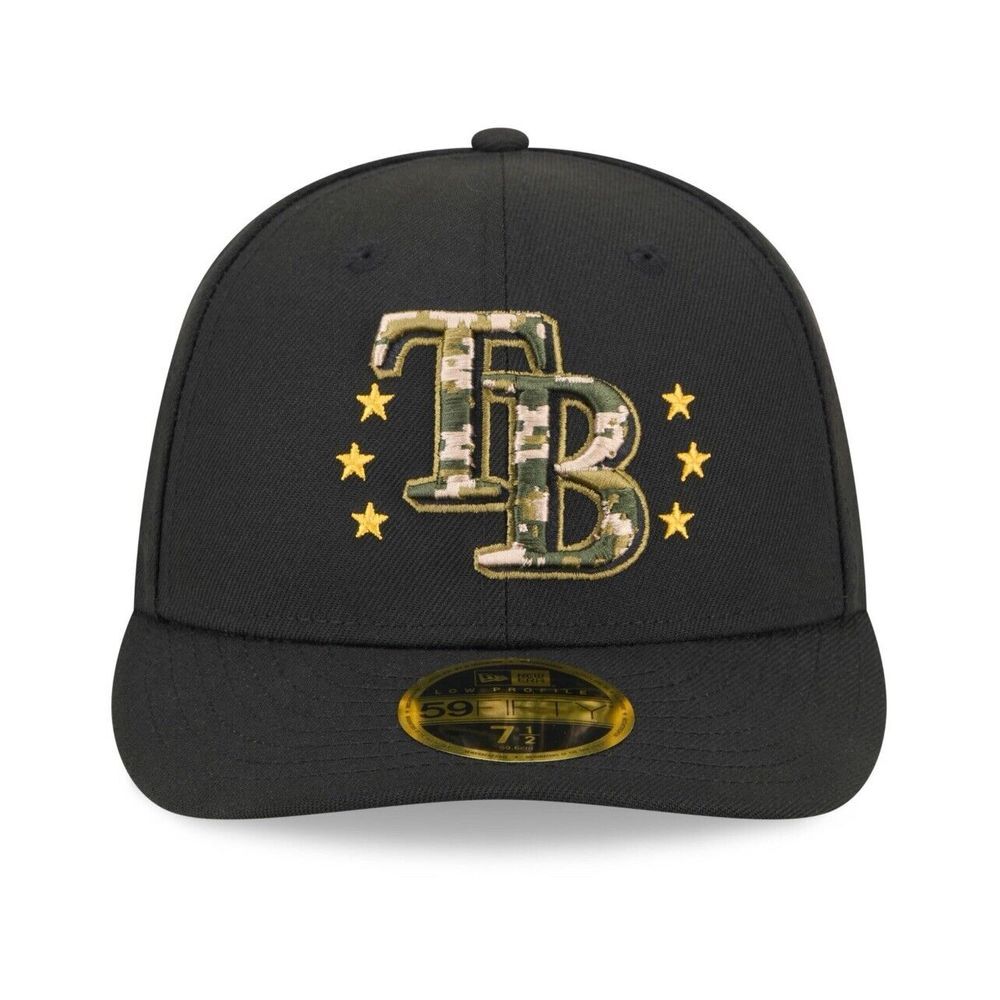 Men New Era 7 1/4 Black Tampa Bay Rays 2024 Armed Forces Day 9FIFTY Snapback Hat
